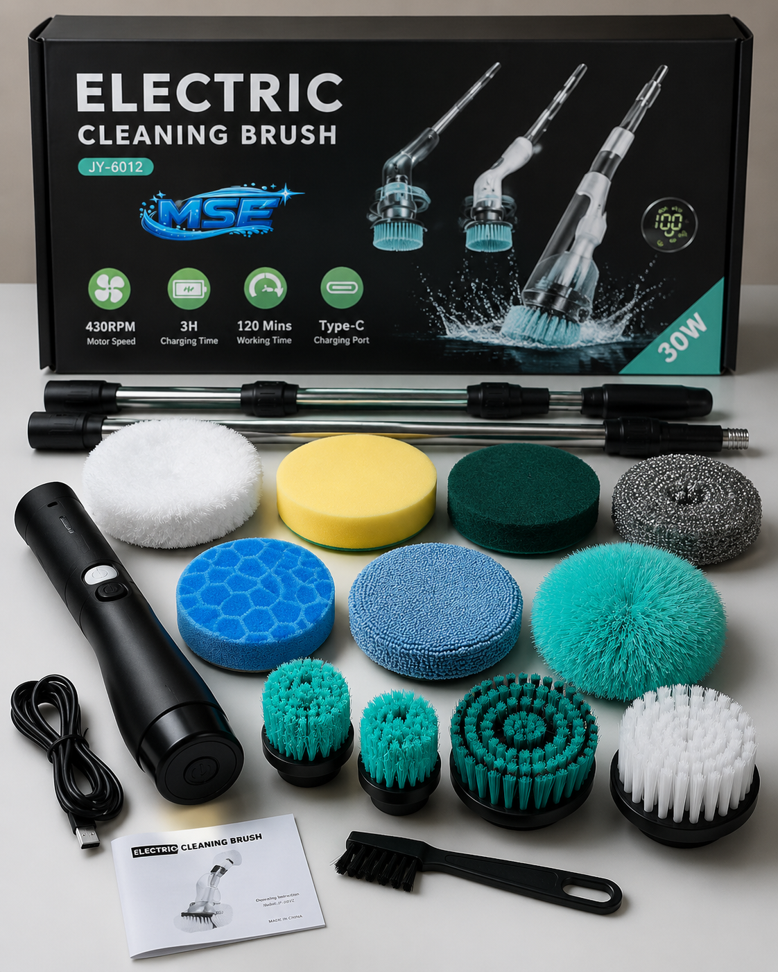 PowerScrub Pro V2. – 12 in 1 Electric Cleaning Brush