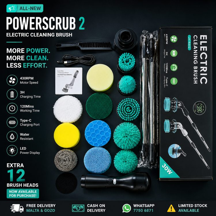 PowerScrub Pro V2. – 12 in 1 Electric Cleaning Brush