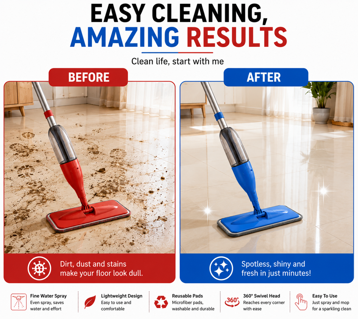 MSE Spray Mop – No Bucket Needed | 50% OFF 🔥