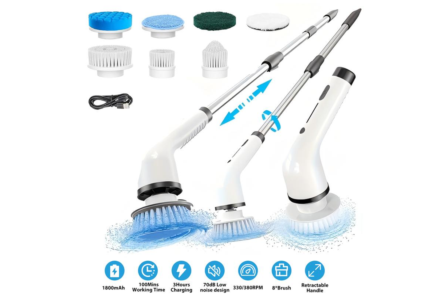 PowerScrub Pro™ – 8 in 1 Electric Cleaning Brush